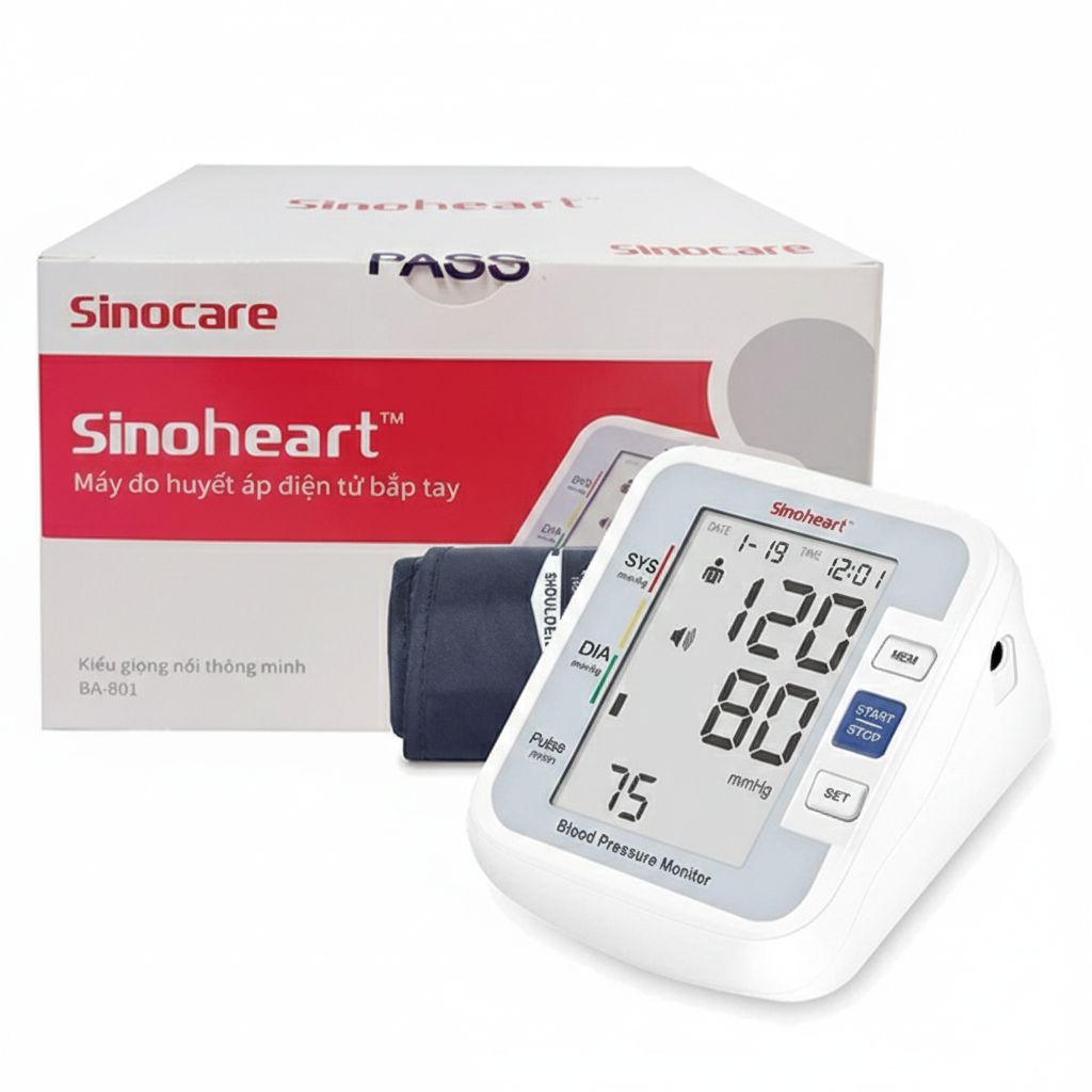 Máy đo huyết áp bắp tay điện tử Sinocare BA-801 (Giọng nói thông minh)