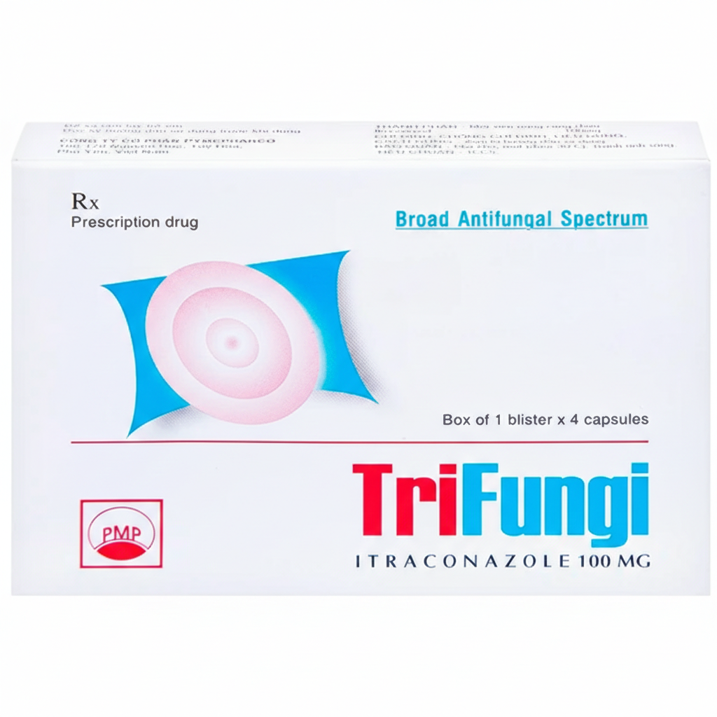 Thuốc Trifungi Pymepharco điều trị nhiễm nấm Candida ở miệng - họng (1 vỉ x 4 viên)