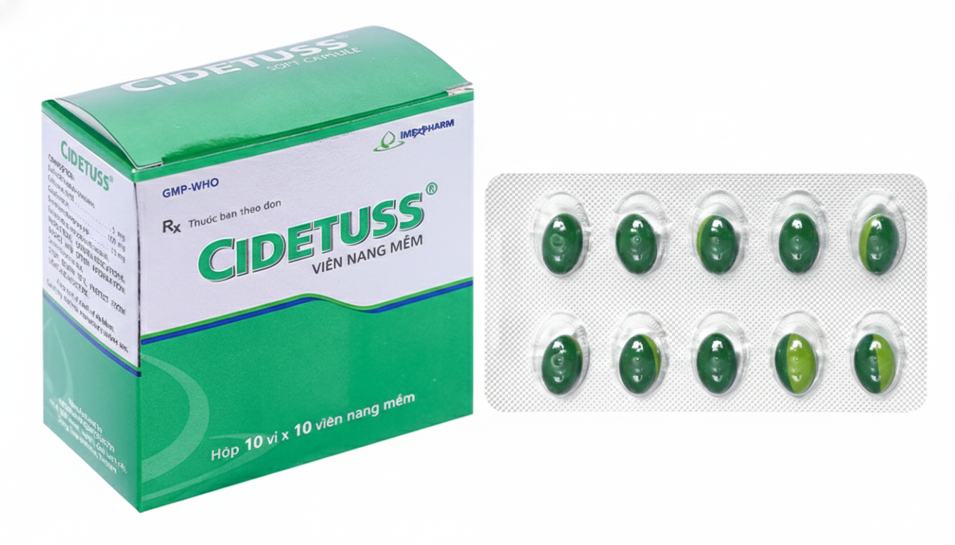Thuốc Cidetuss Imexpharm điều trị các trường hợp ho (10 vỉ x 10 viên)