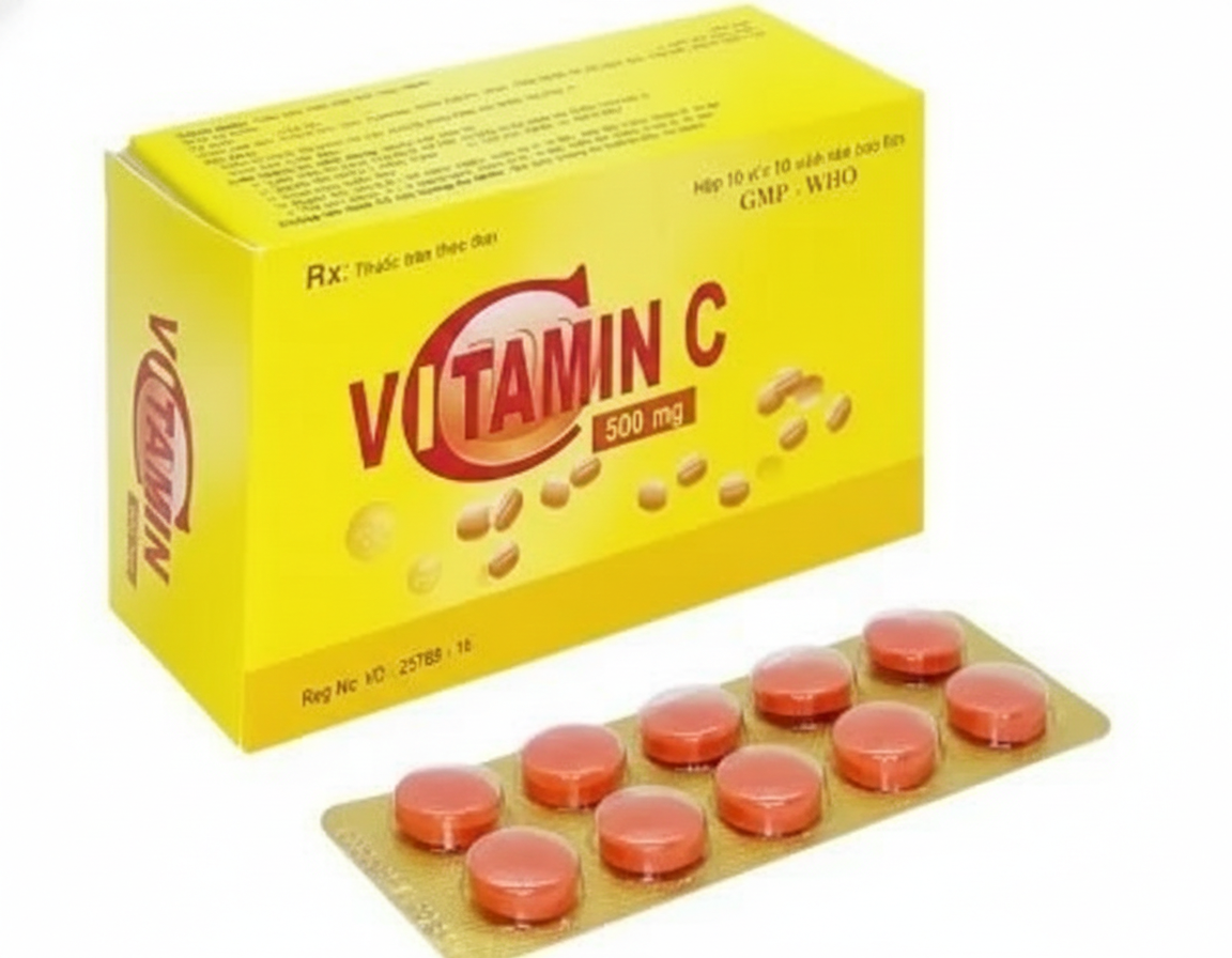 Thuốc Vitamin C 500mg Quapharco điều trị bệnh do thiếu Vitamin C (10 vỉ x 10 viên)