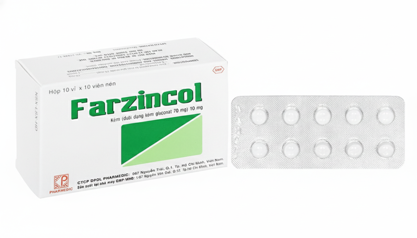 Thuốc Farzincol Pharmedic điều trị thiếu kẽm (10 vỉ x 10 viên)