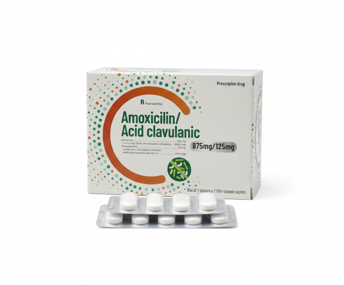 Thuốc Amoxicillin/Acid clavulanic 875mg/125mg điều trị nhiễm khuẩn (2 vỉ x 7 viên)