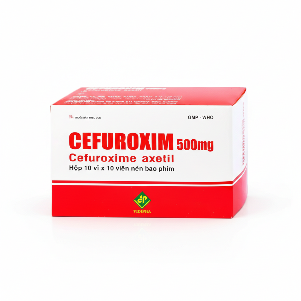 Thuốc Cefuroxim 500mg Vidipha điều trị nhiễm khuẩn (10 vỉ x 10 viên)