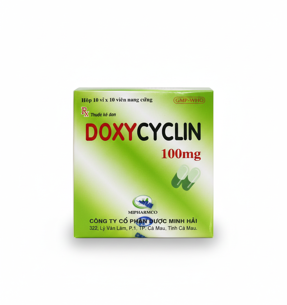 Thuốc Doxycyclin 100mg Minh Hải điều trị nhiễm khuẩn (10 vỉ x 10 viên)