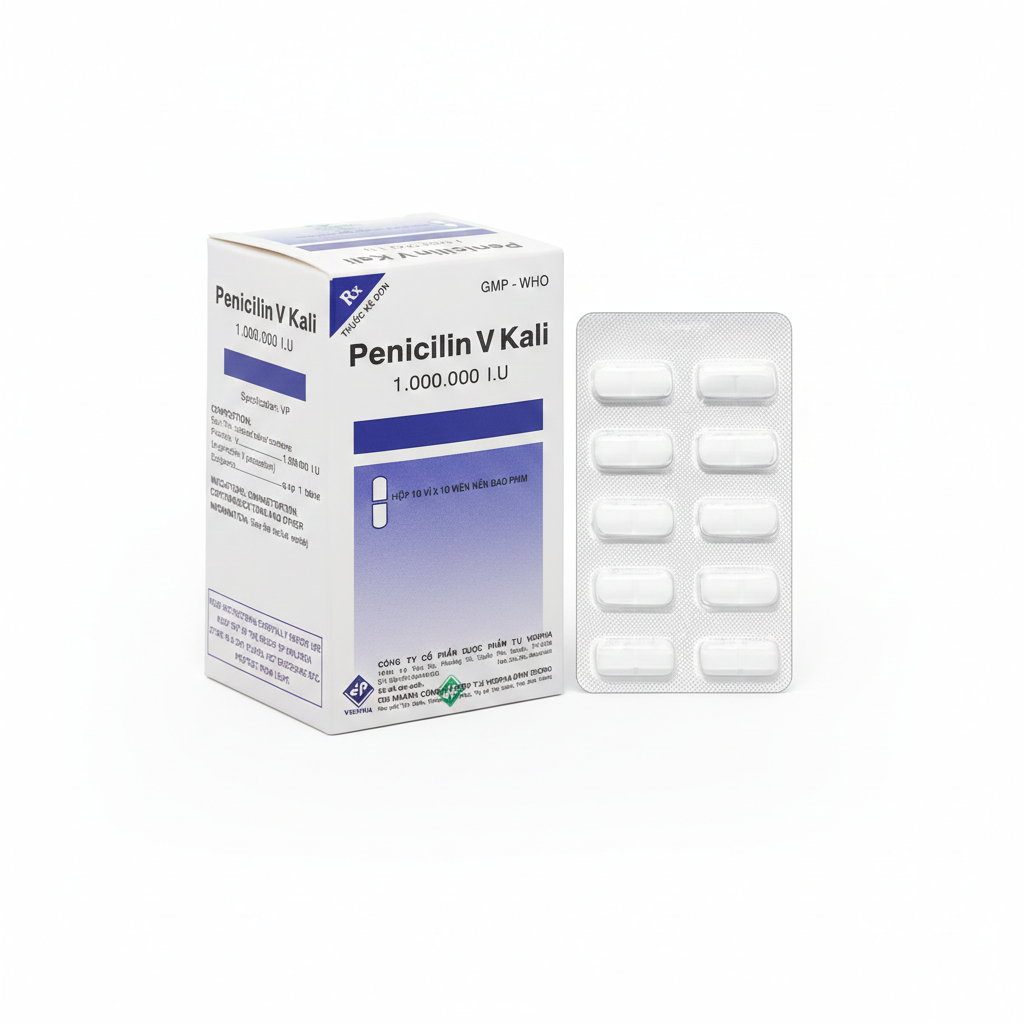Thuốc Penicilin V Kali 1.000.000 I.U Vidipha điều trị và dự phòng các chứng nhiễm khuẩn (10 vỉ x 10 viên)