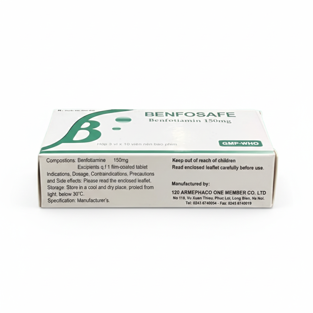 Thuốc Benfosafe 150mg điều trị viêm đa dây thần kinh do đái tháo đường có triệu chứng và viêm đa dây thần kinh do nghiện rượu (Hộp 30 Viên)