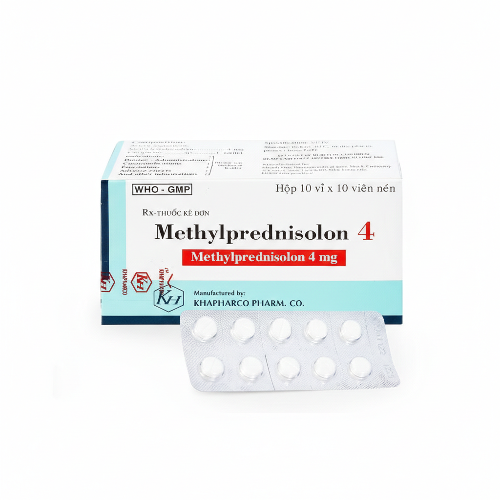 Methylprednisolon 4 Khapharco chống viêm, phù 10 vỉ x 10 viên