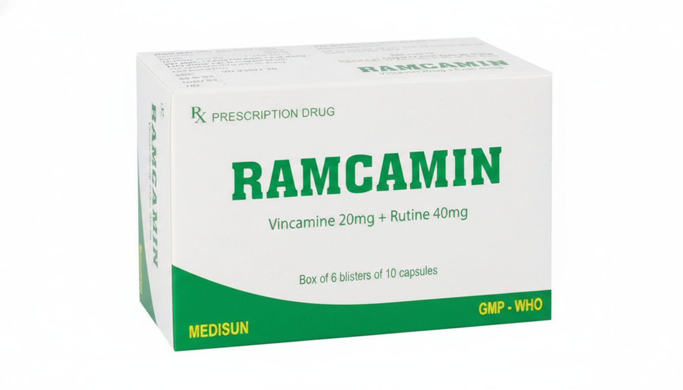 Thuốc Ramcamin Medisun hỗ trợ điều trị tuần hoàn não, suy giảm trí nhớ (6 vỉ x 10 viên)