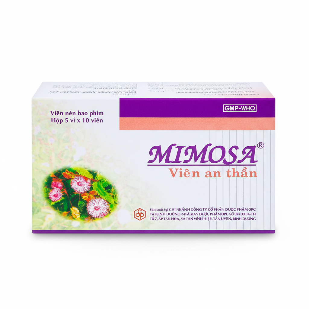 Viên an thần Mimosa OPC dùng cho trường hợp mất ngủ, suy nhược thần kinh (5 vỉ x 10 viên)