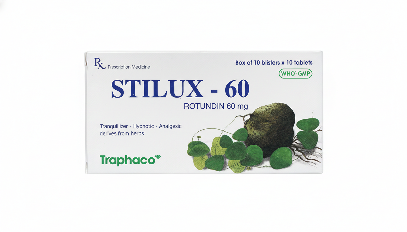 Thuốc Stilux-60 Traphaco dùng lo âu, căng thẳng, mất ngủ (10 vỉ x 10 viên)