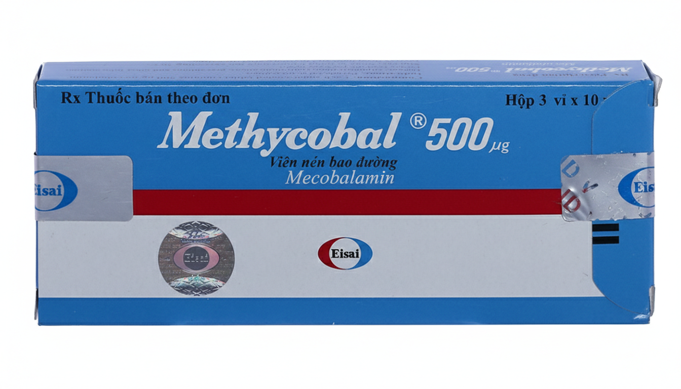 Viên nén Methycobal 500µg Eisai điều trị bệnh lý thần kinh ngoại biên (3 vỉ x 10 viên)