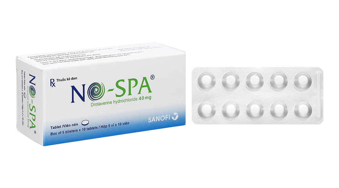 Thuốc No-spa 40mg Sanofi điều trị co thắt cơ trơn, sỏi túi mật, sỏi ống mật (5 vỉ x 10 viên)