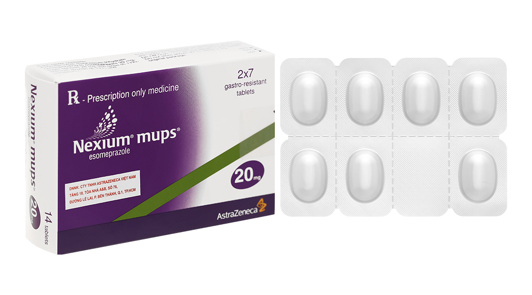 Viên nén Nexium Mups 20mg AstraZeneca điều trị trào ngược dạ dày - thực quản, loét dạ dày (2 vỉ x 7 viên)