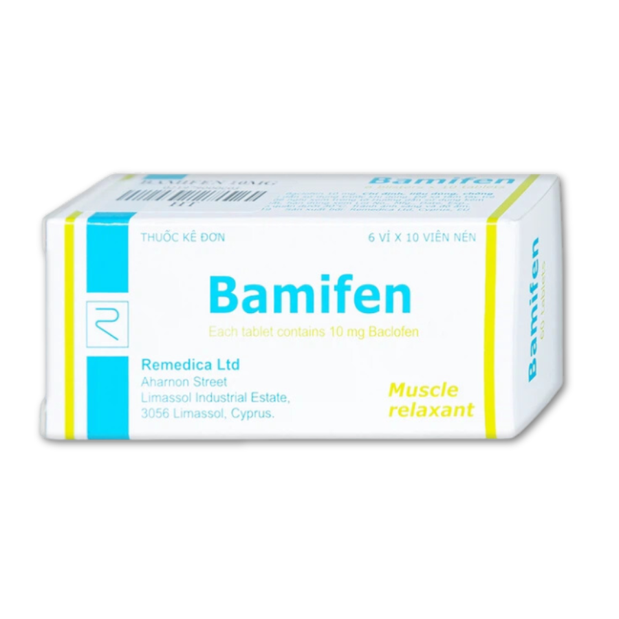 Thuốc Bamifen 10mg Remedica giảm co cứng cơ vân (6 vỉ x 10 viên)
