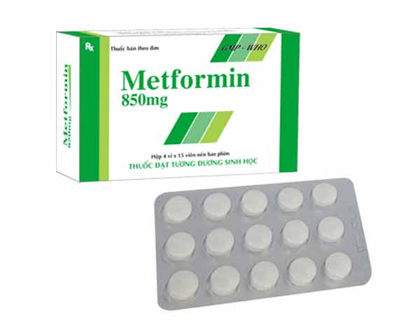 Viên nén Metformin 850mg Tipharco điều trị đái tháo đường không phụ thuộc insulin típ 2 (4 vỉ x 15 viên)