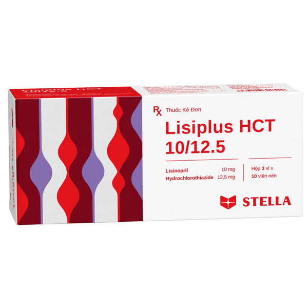 Viên nén Lisiplus HCT 10/12.5 Stella điều trị tăng huyết áp nguyên phát (3 vỉ x 10 viên)