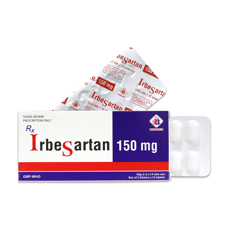 Thuốc Irbesartan 150mg Domesco điều trị tăng huyết áp, bệnh thận (2 vỉ x 14 viên)