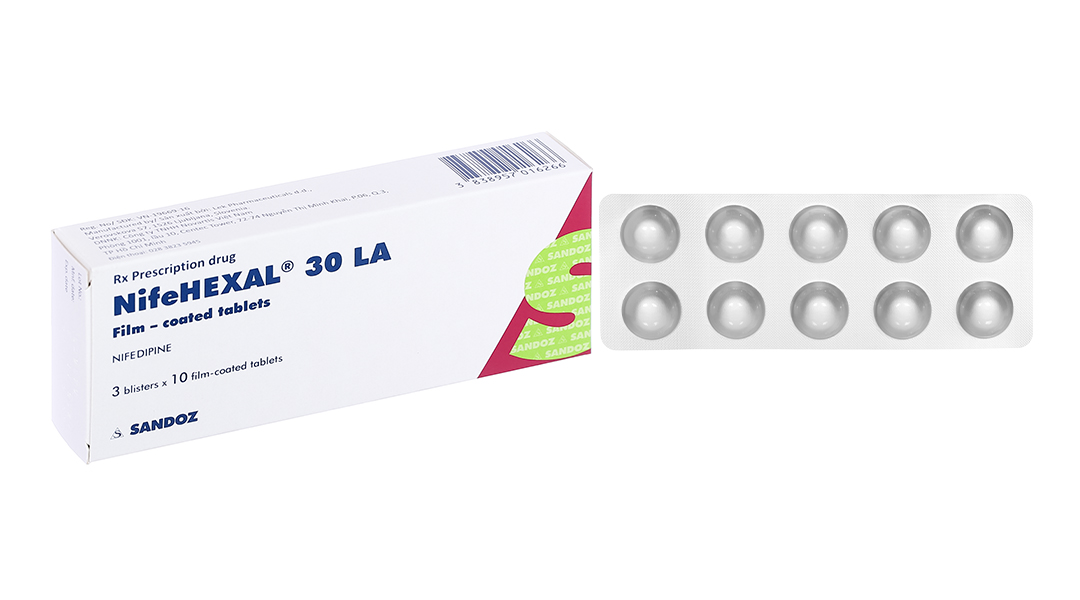 Viên nén NifeHexal 30 LA Sandoz điều trị tăng huyết áp (3 vỉ x 10 viên)