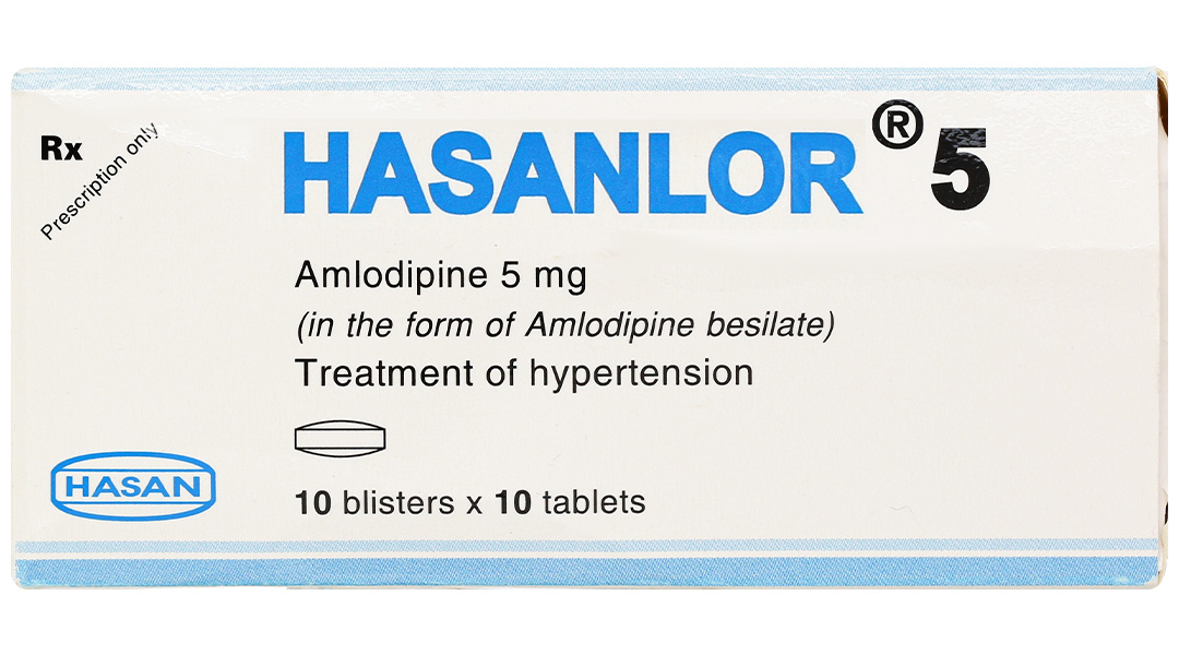 Thuốc Hasanlor 5 Hasan điều trị tăng huyết áp, đau thắt ngực (10 vỉ x 10 viên)