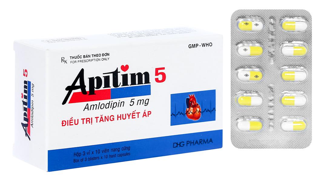 Thuốc Apitim 5 DHG điều trị tăng huyết áp (3 vỉ x 10 viên)