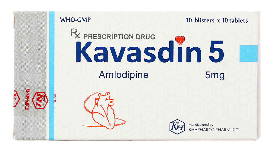 Thuốc Kavasdin 5mg hỗ trợ điều trị tăng huyết áp (Hộp 100 viên)