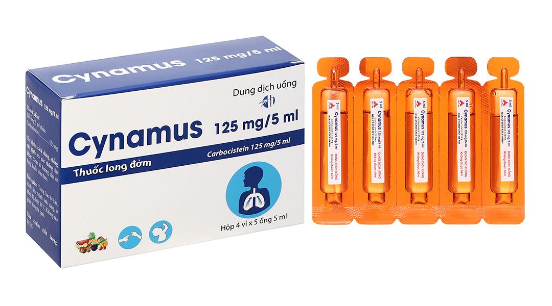 Dung dịch uống Cynamus 125mg/5ml CPC1HN dùng khi ho có đàm, tăng tiết nhiều đàm (4 vỉ x 5 ống)