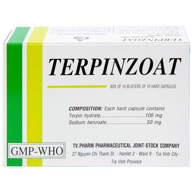 Thuốc Terpinzoat TV.PHARM làm loãng đờm và điều trị các triệu chứng ho (100 viên)