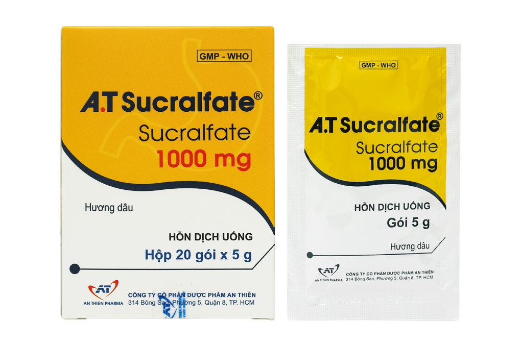 Hỗn dịch uống A.T Sucralfate 1000mg An Thiên điều trị loét dạ dày tá tràng (20 gói x 5g)