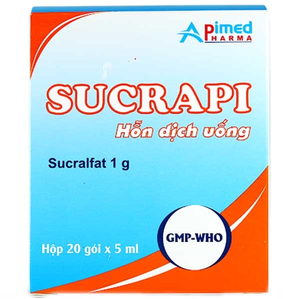 Thuốc Sucrapi 1000mg/5ml Apimed điều trị loét dạ dày tá tràng (20 gói * 5 ml)