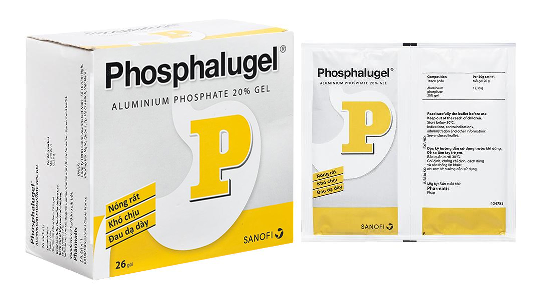 Hỗn dịch uống Phosphalugel Sanofi giảm độ axit của dạ dày (26 gói x 20g)