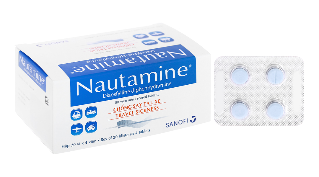 Viên nén Nautamine Sanofi phòng ngừa và điều trị say tàu xe (20 vỉ x 4 viên)
