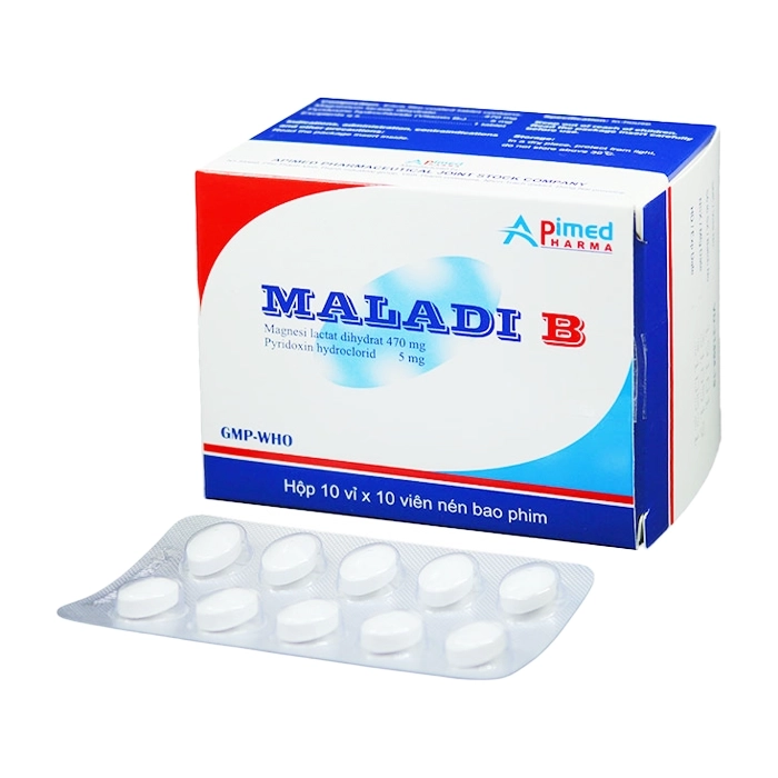 Maladi B Apimed 10 vỉ x 10 viên – Điều trị thiếu hụt Magnesi