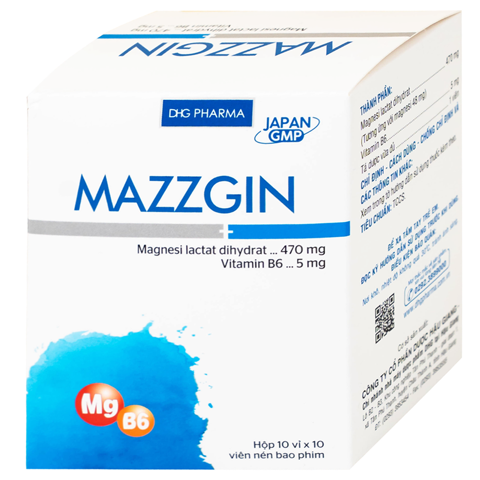 Thuốc Mazzgin DHG Pharma điều trị các trường hợp thiếu magnesi riêng biệt hay kết hợp (10 vỉ x 10 viên)