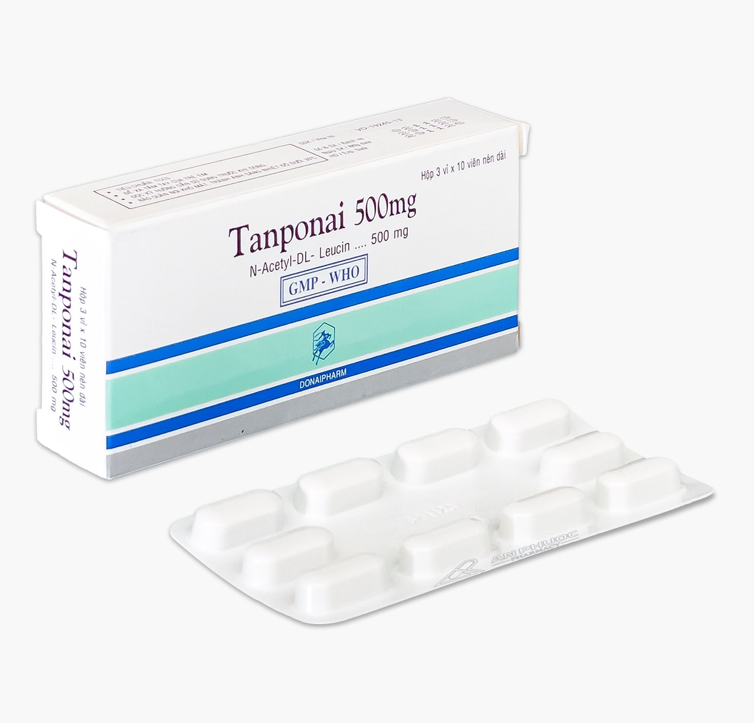 Thuốc Tanponai 500mg Donaipharm điều trị triệu chứng các cơn chóng mặt (2 vỉ x 10 viên)