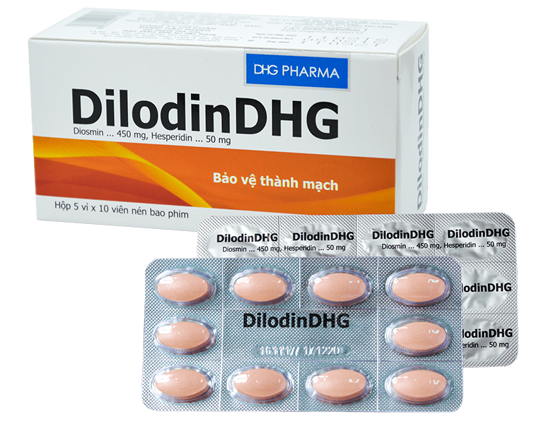 Thuốc DilodinDHG điều trị các triệu chứng liên quan đến cơn trĩ cấp và bệnh trĩ mạn (5 vỉ x 10 viên)