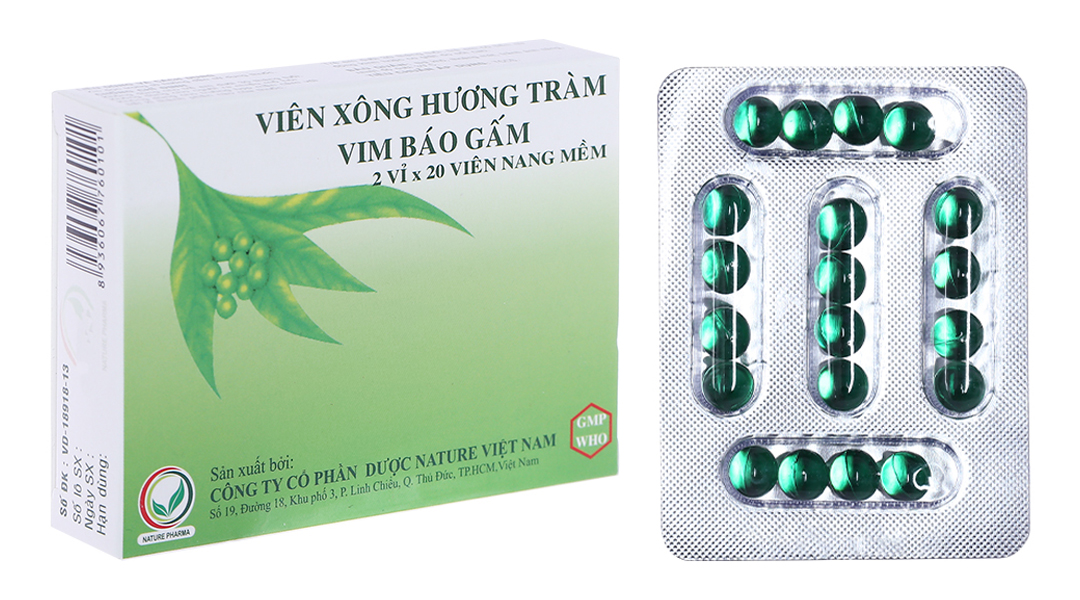 Viên Xông Hương Tràm Vim Báo Gấm điều trị cảm cúm, sát trùng mũi (2 vỉ x 20 viên)