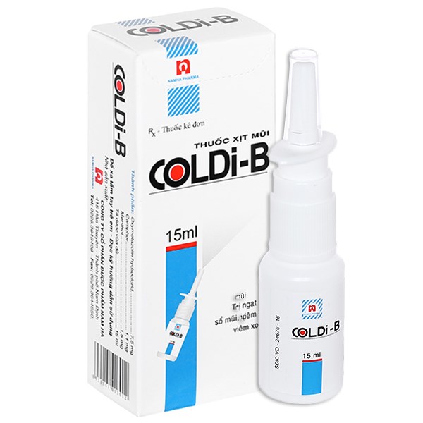 Thuốc xịt mũi Coldi-B Nam Hà giảm ngạt mũi do cảm lạnh, viêm mũi dị ứng, viêm xoang (15ml)