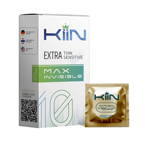 Bao cao su trơn, siêu mỏng KIIN MAX INVISIBLE hộp 10 cái