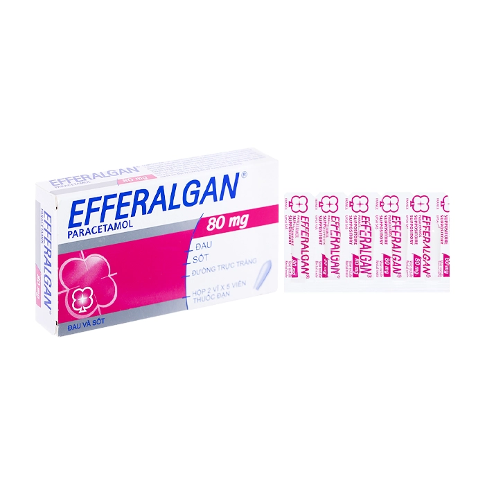 Thuốc đặt trực tràng Efferalgan 80mg UPSA SAS giảm đau, hạ sốt (2 vỉ x 5 viên)