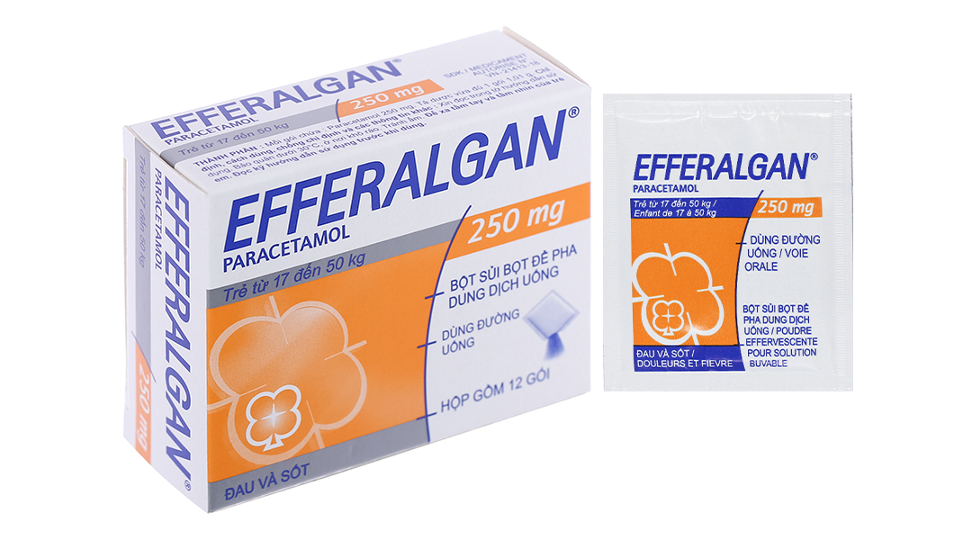 Bột sủi Efferalgan 250mg UPSA SAS giảm đau, hạ sốt (12 gói)