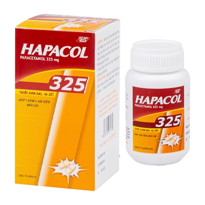 Thuốc Hapacol 325 DHG điều trị đau đầu, đau nửa đầu, đau răng (Hộp10Vỉ*10Viên)