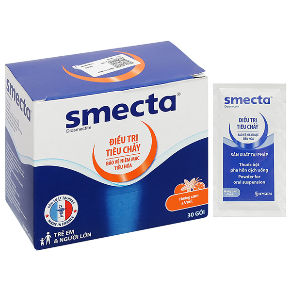 Thuốc bột pha hỗn dịch uống Smecta Ipsen hương cam & vani điều trị tiêu chảy, bảo vệ niêm mạc tiêu hoá (30 gói)