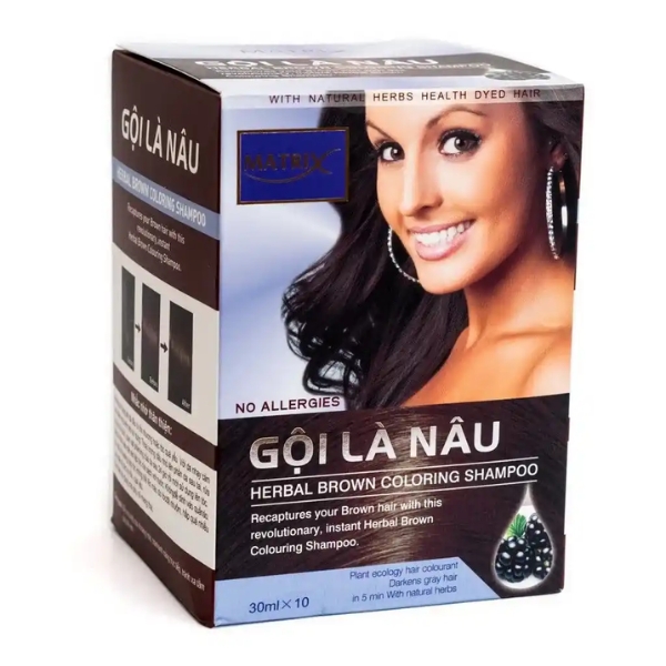 Gội là nâu Matrix làm thay đổi màu tóc, che phủ tóc bạc (10 gói x 30ml)