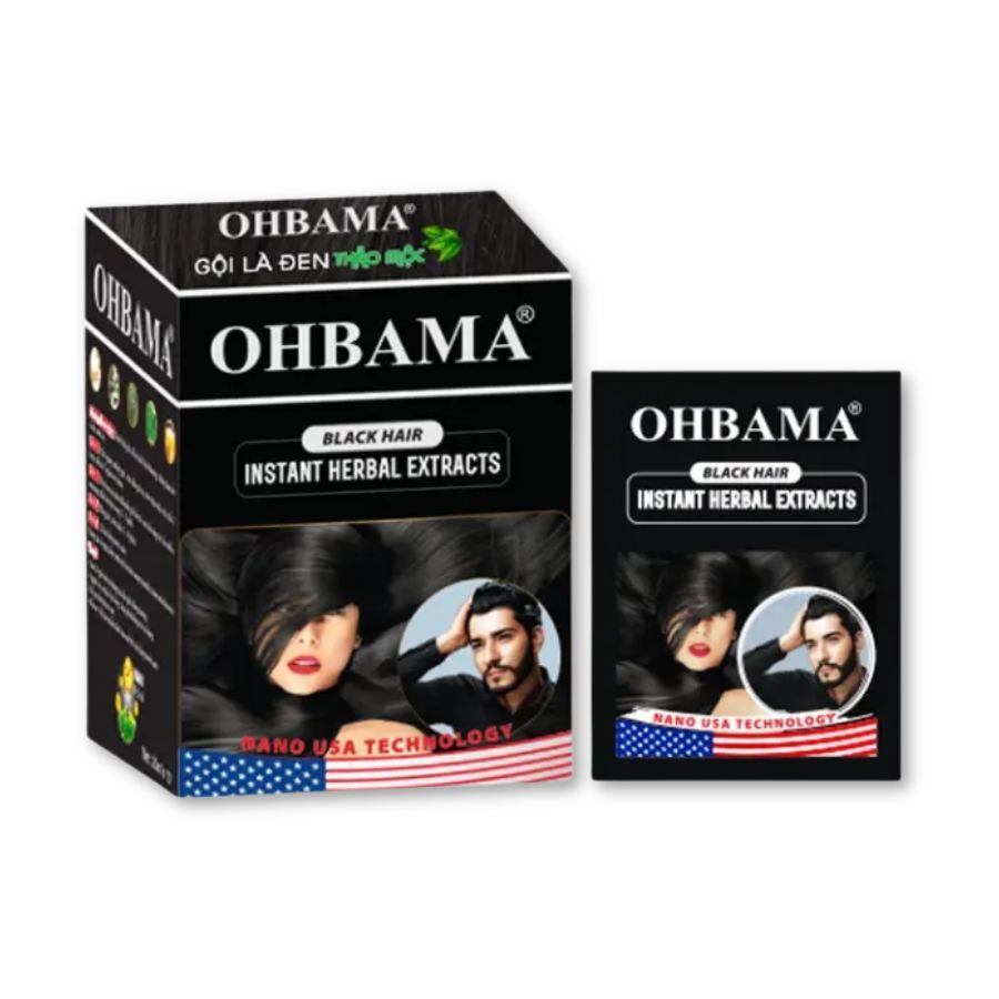 Gội Là Đen OHBAMA Chiết xuất Thảo Mộc Giúp Thay Đổi Màu Tóc (10Goi * 25ML)