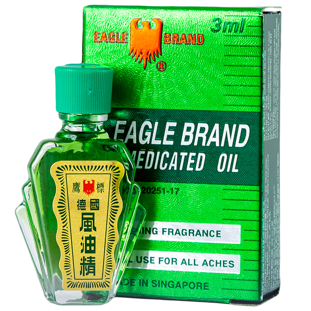 Dầu gió xanh Con Ó Eagle Brand Medicated Oil giảm nhức đầu, cảm cúm, đau lưng, viêm khớp (1 chai x 3ml)