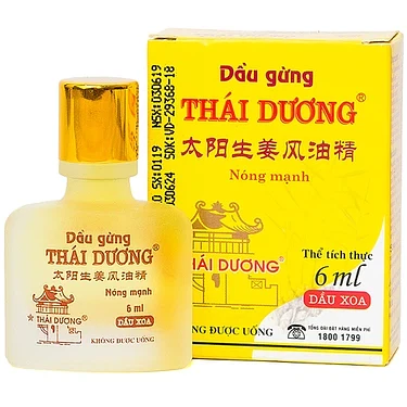 Dầu gừng Thái Dương điều trị đau đầu, đau lưng, đau dây thần kinh vai gáy (6ml)