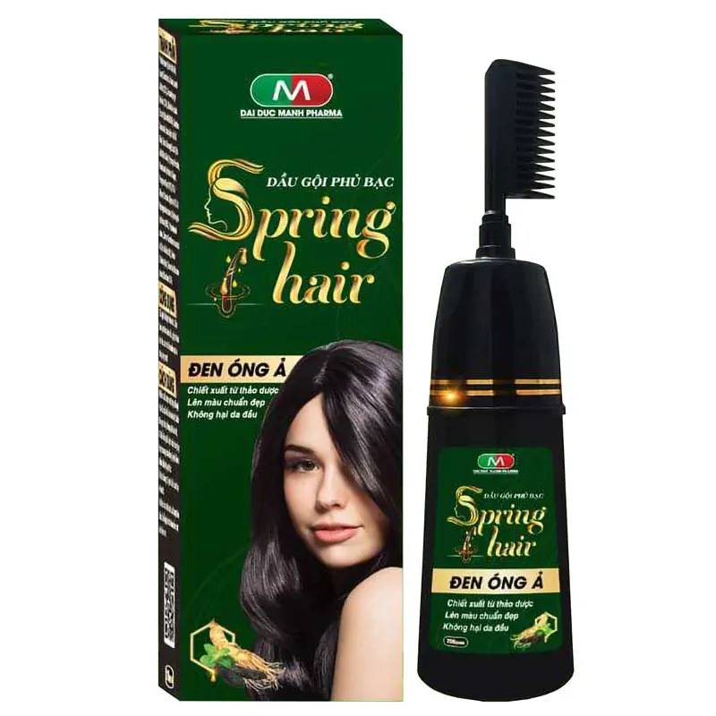Dầu Gội Phủ Bạc Spring Hair, Hỗ trợ nhuộm đen tóc, cho mái tóc mềm mại
