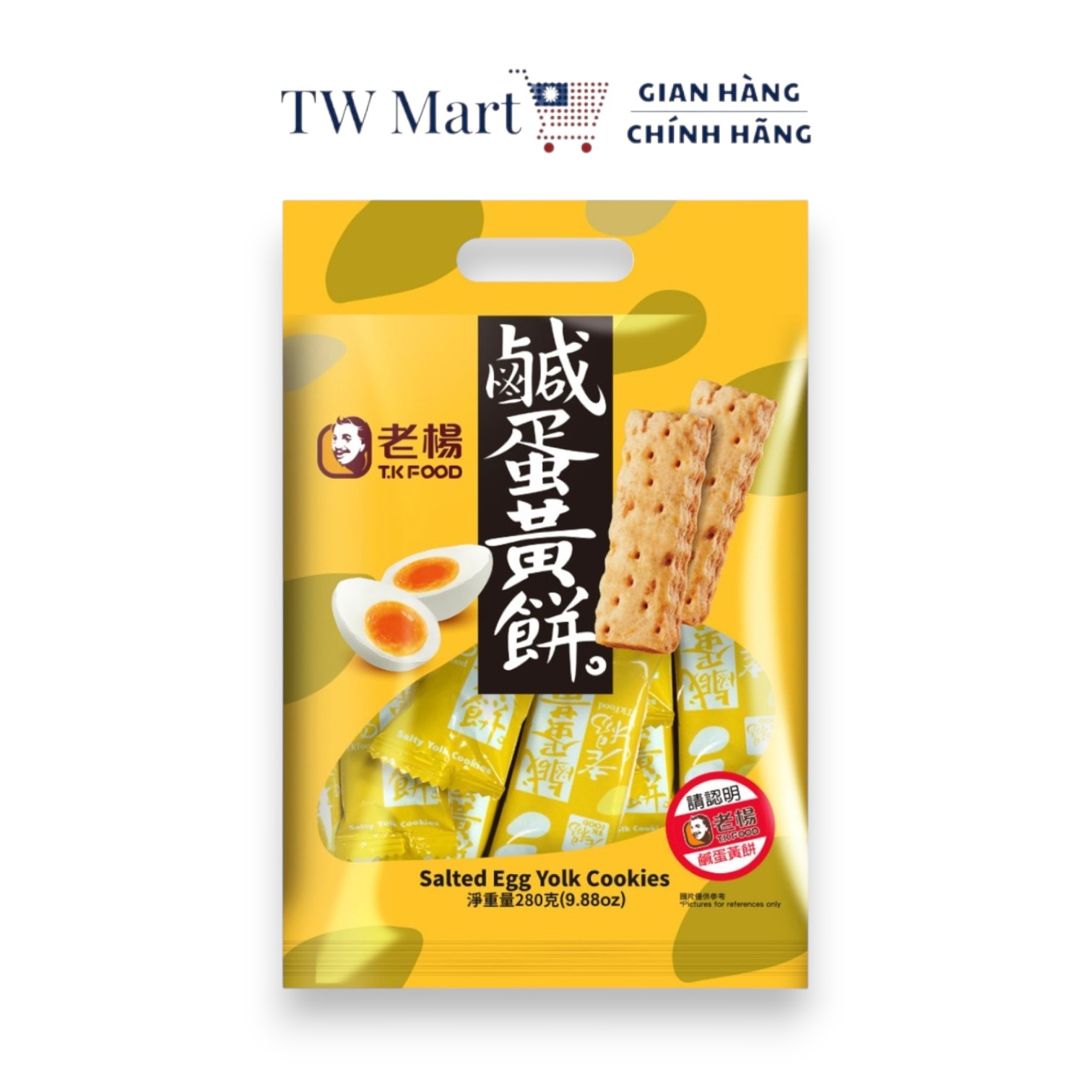 Bánh quy trứng muối Đài Loan TK Food bịch 230g