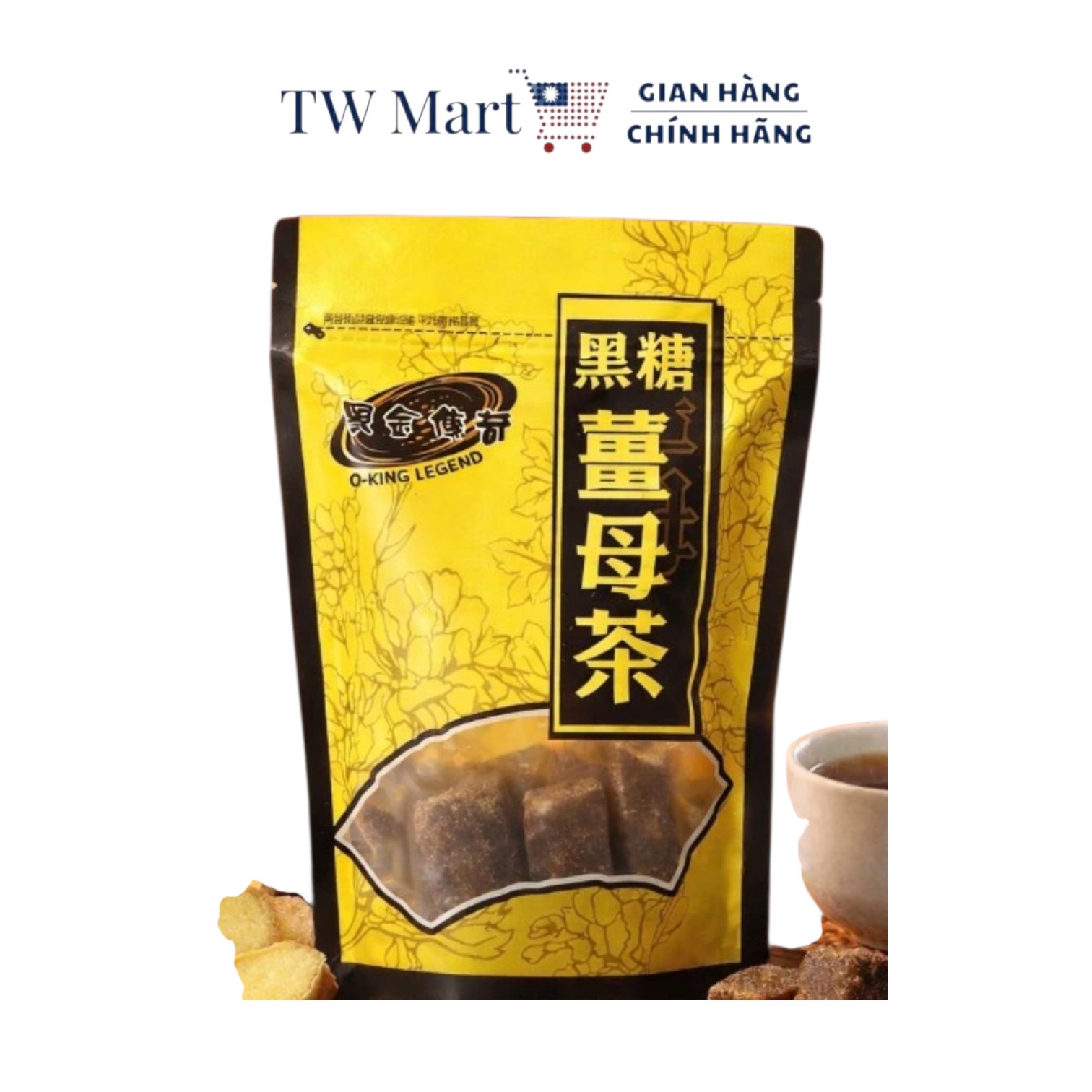Trà Gừng Đường Đen Dạng Viên O-King Legend Đài Loan 270 gram và 520 gram